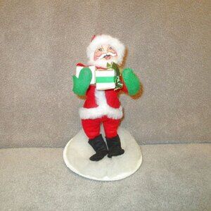 Vtg 1991 Annalee Santa Claus Doll 9” Snow Stand Poseable Christmas Presents EUC